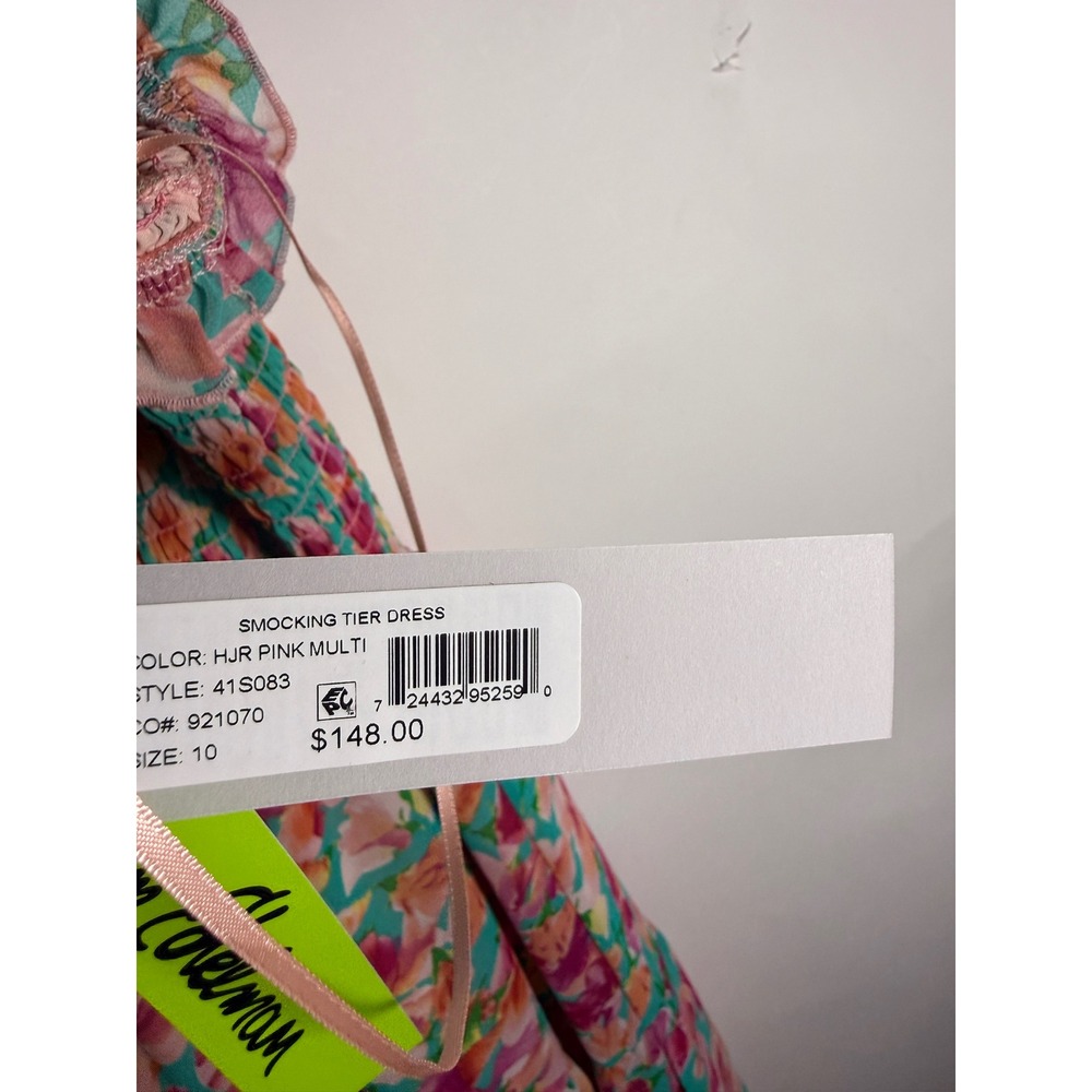 Sam Edelman Smocking Tier Dress Pink Multi Floral Maxi Size 10 41S083 NEW - Picture 8 of 10
